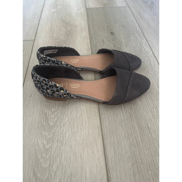 Tom’s ‘Jutti’ Slip On D’Orsay Flat Women’s 7.5 Gray Leopard Print Pointed Toe - Picture 3 of 5